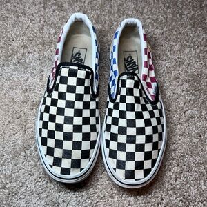 glitter checkered slip on vans